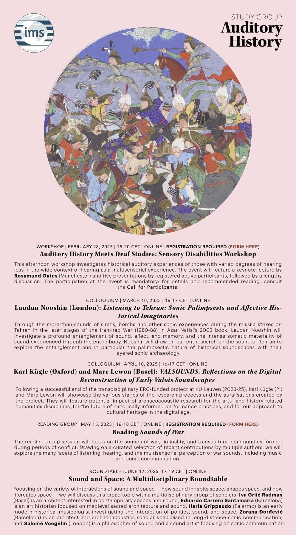 Auditory History Schedule Spring 2025